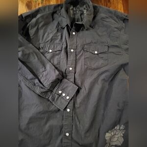 Rewire X-Large Black Cotton Shirt LONG SLEEVE SNAPS COOL GRAPHICS